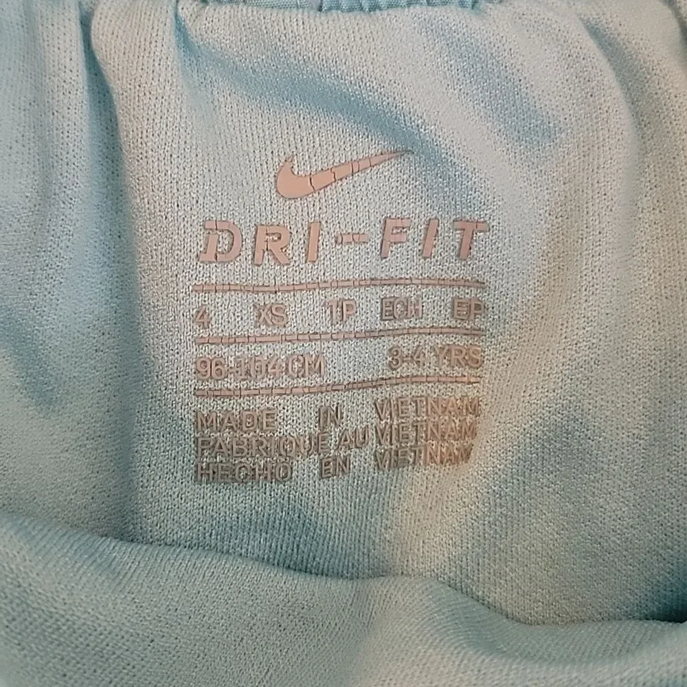 NIKE DRI-FIT 2-IN-1 LIGHT BLUE AND CORAL RUNNING SHIRTS, SIZE 4